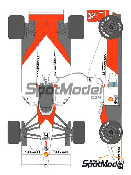 Shunko Models SHK-D353: Marking / livery 1/12 scale - McLaren Honda MP4/6  McLaren Racing Limited Team sponsored by Marlboro #1, 2 - Ayrton Senna da  Silva (BR), Gerhard Berger (AT) - FIA